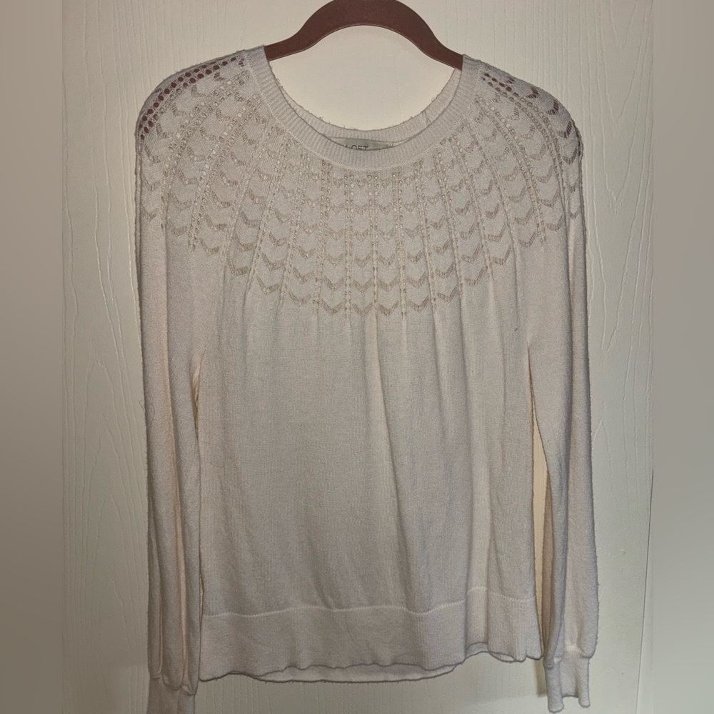LOFT Sweater-light weight. Cream